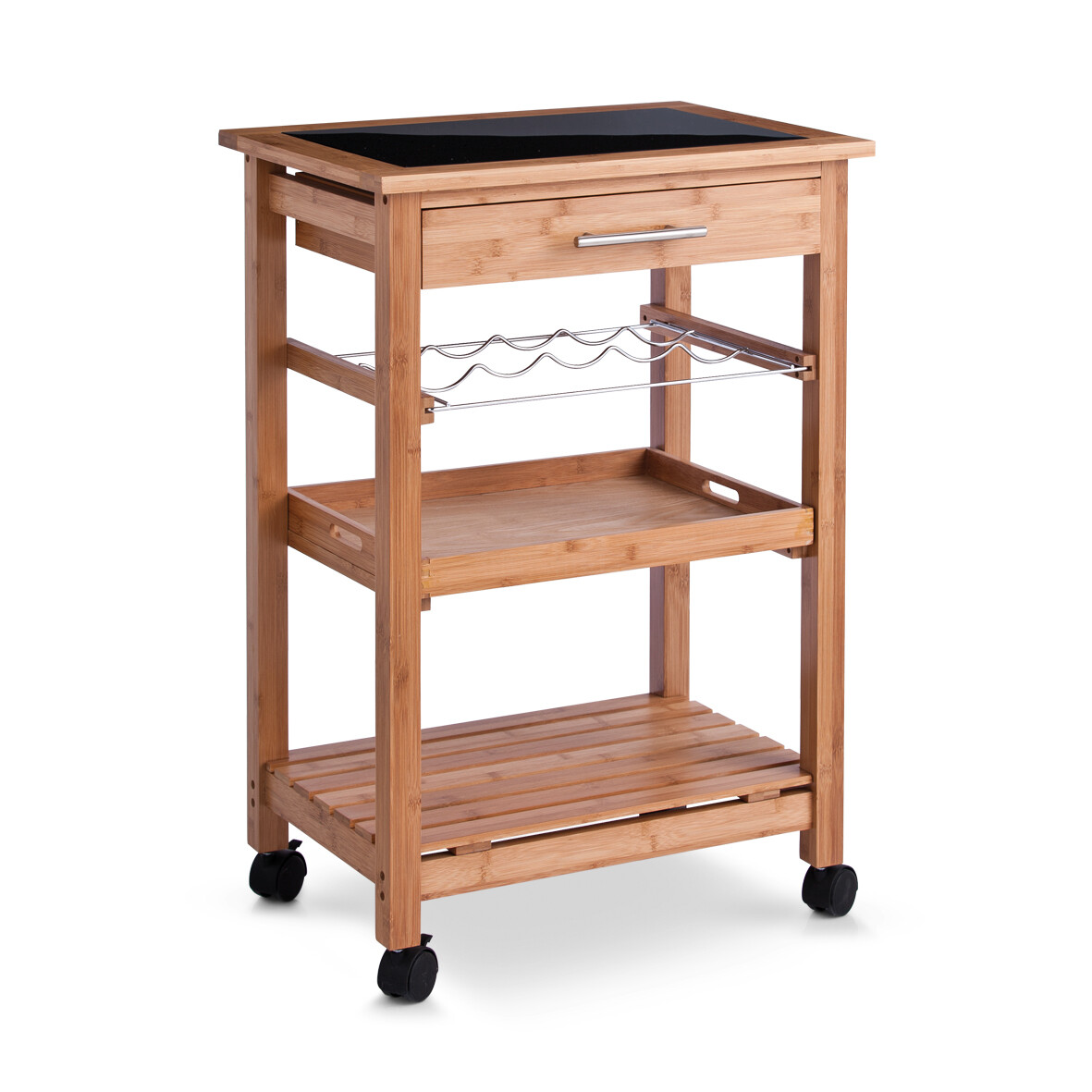Zeller Küchenrollwagen braun Glas B/H/L: ca. 40x85x58 cm