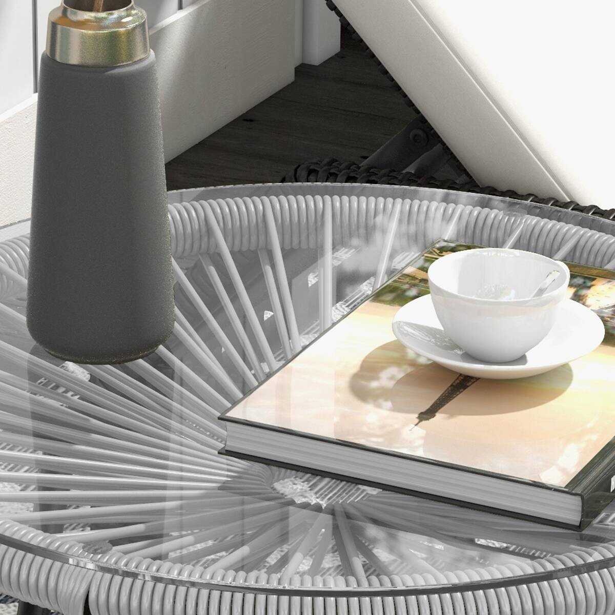 Outsunny Beistelltisch grau Polyrattan B/H/L: ca. 50x50x50 cm