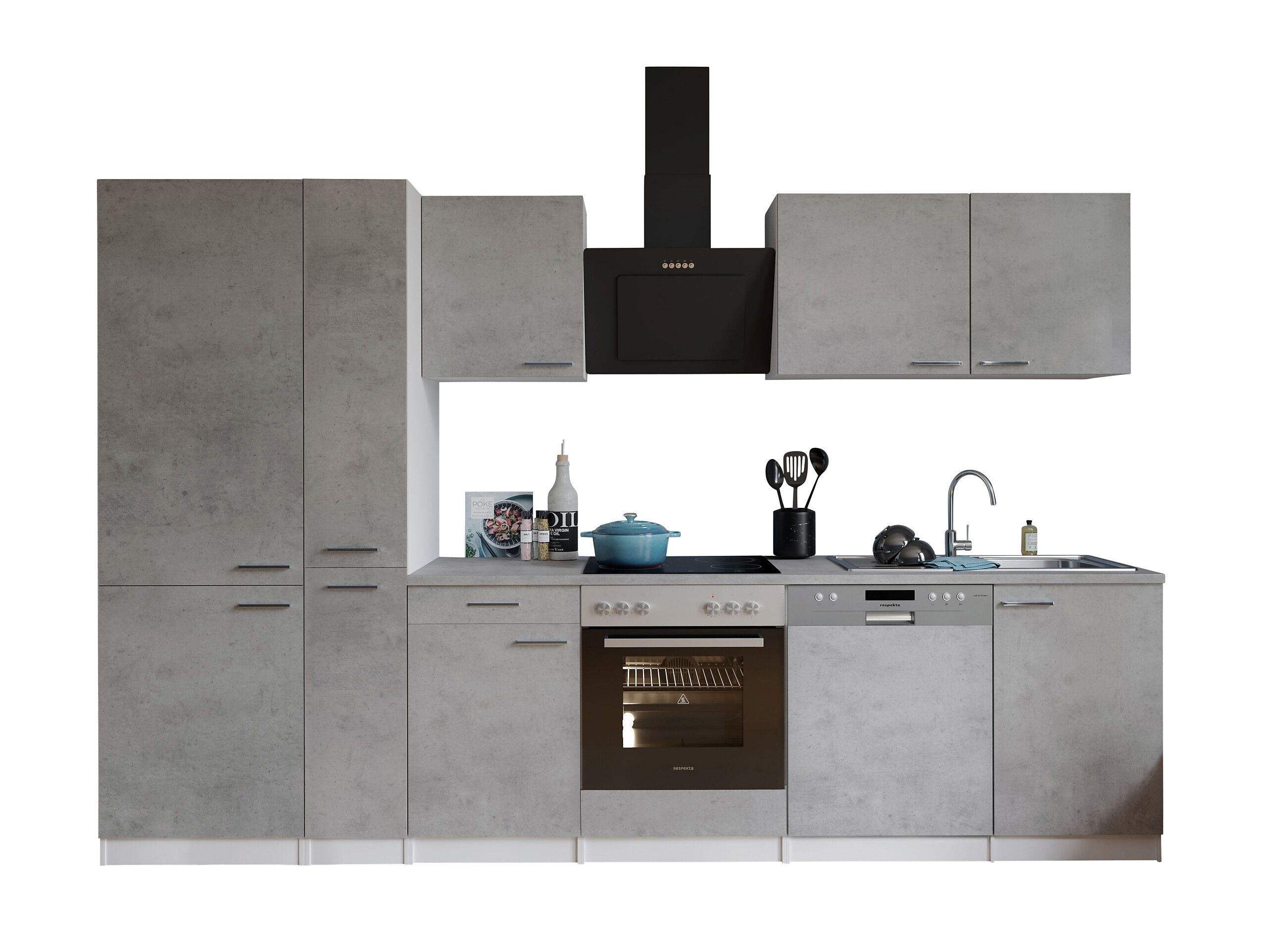 Respekta Küchenblock Malia Beton Optik B/H/T: ca. 310x200x60 cm