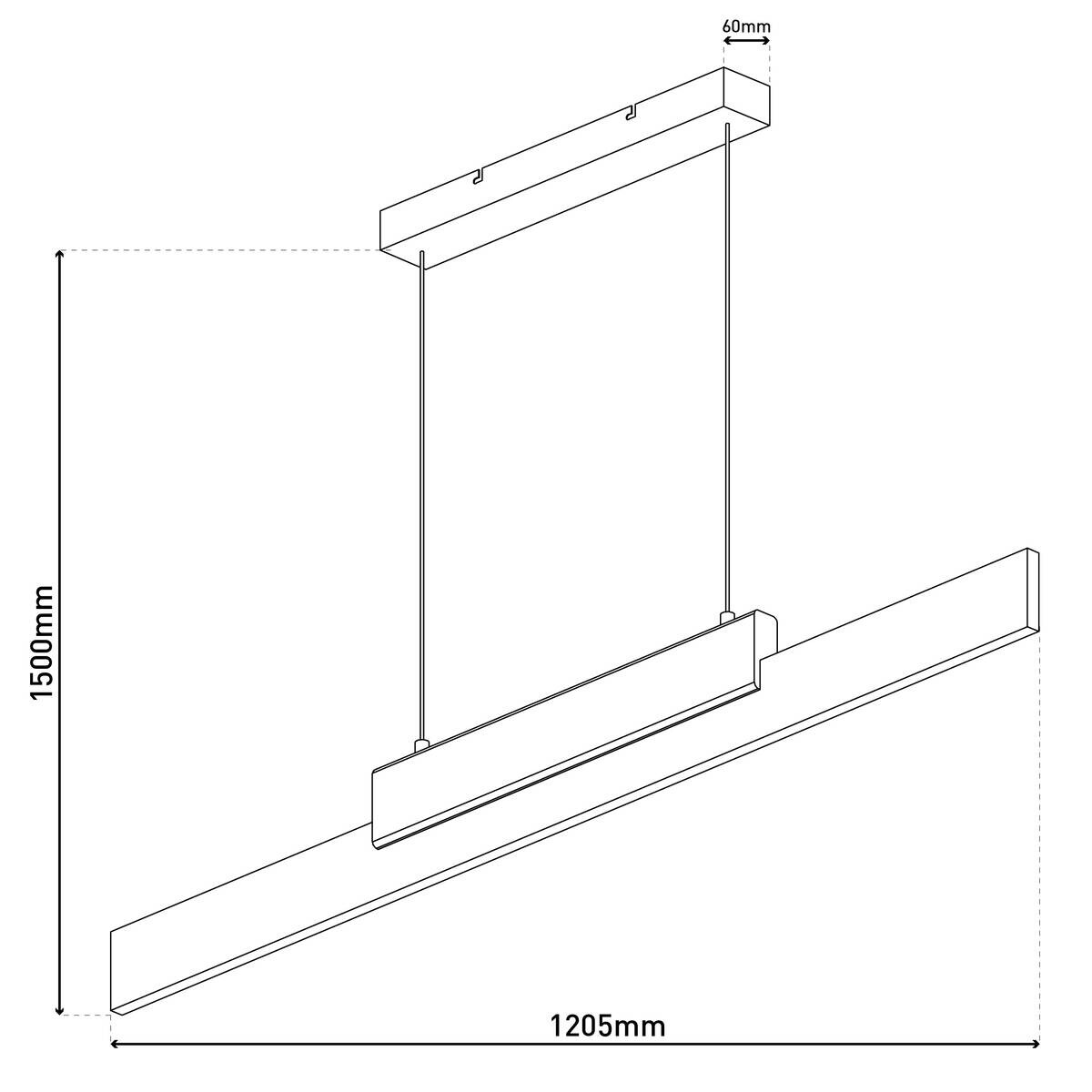 Näve Leuchten LED-Pendelleuchte braun Holz Metall B/H/T: ca. 120,5x150x6 cm