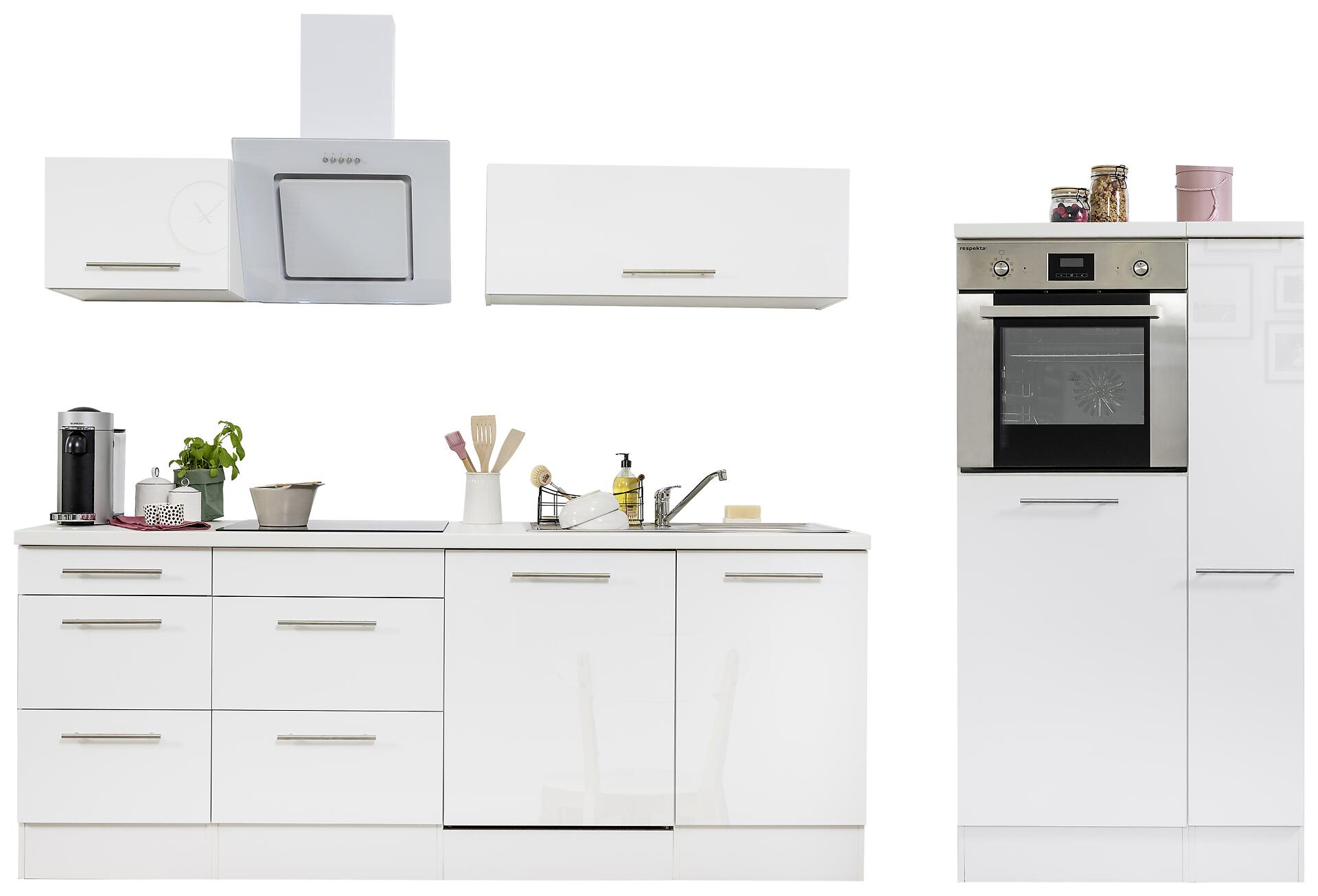 Respekta Küchenblock Amanda weiß Hochglanz B/H/T: ca. 310x200x60 cm