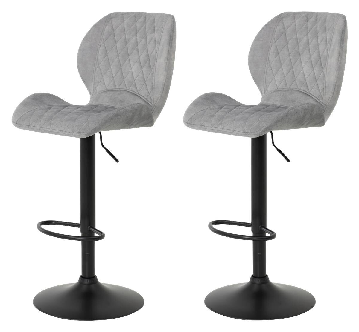 Barhocker Laila 2er Set grau Vintage Samtoptik B/H/T: ca. 42x117x51 cm