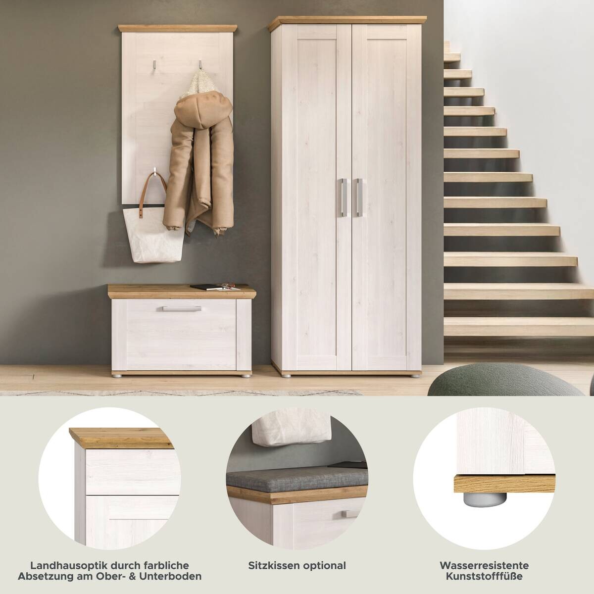 Garderobe Verona Sibiu Lärche Nachbildung Eiche Artisan Nachbildung B/H/T: ca. 175x196x39 cm