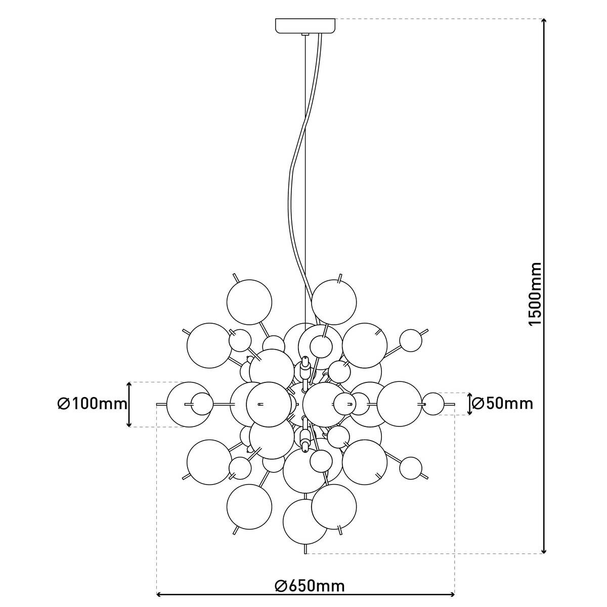 Näve Leuchten Pendelleuchte 7026447 Kupfer Glas Metall B/H/T: ca. 65x150x65 cm G9 10 Brennstellen