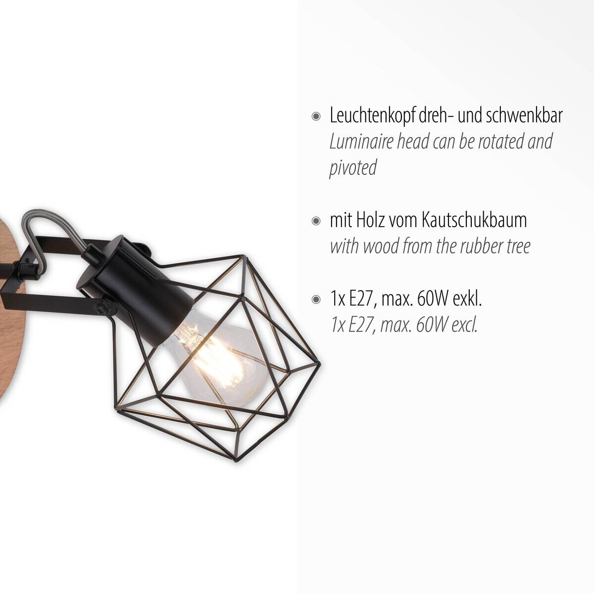 Just Light Spot Jaro Metall B/H/L: ca. 21x25x29 cm E27 1 Brennstellen