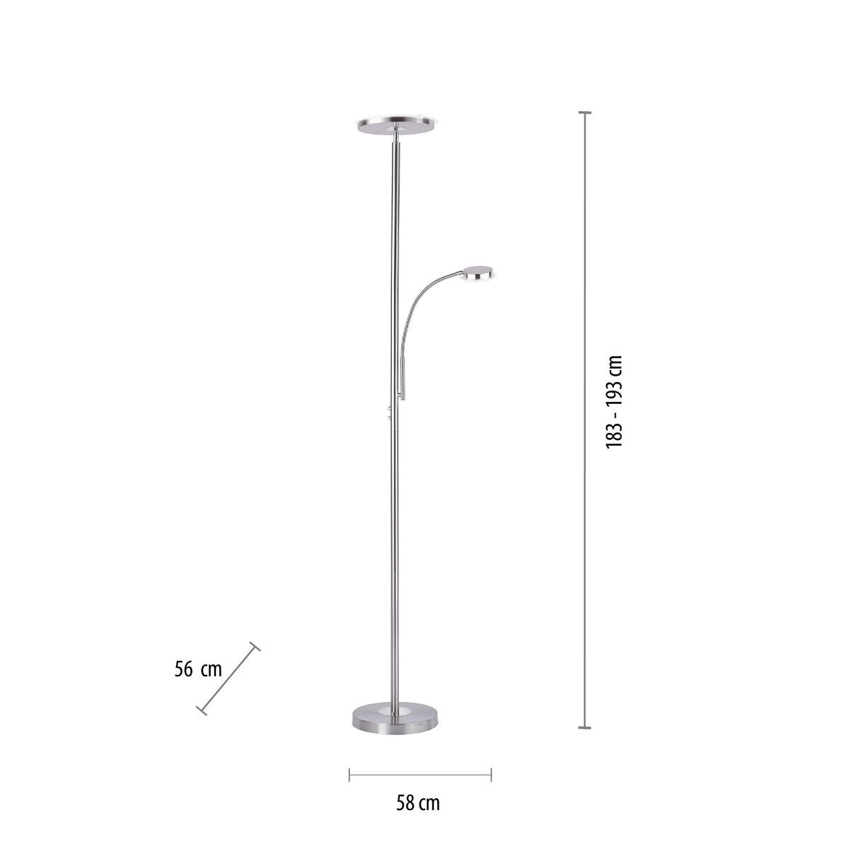Just Light Deckenfluter Hans Stahl Metall H: ca. 193 cm