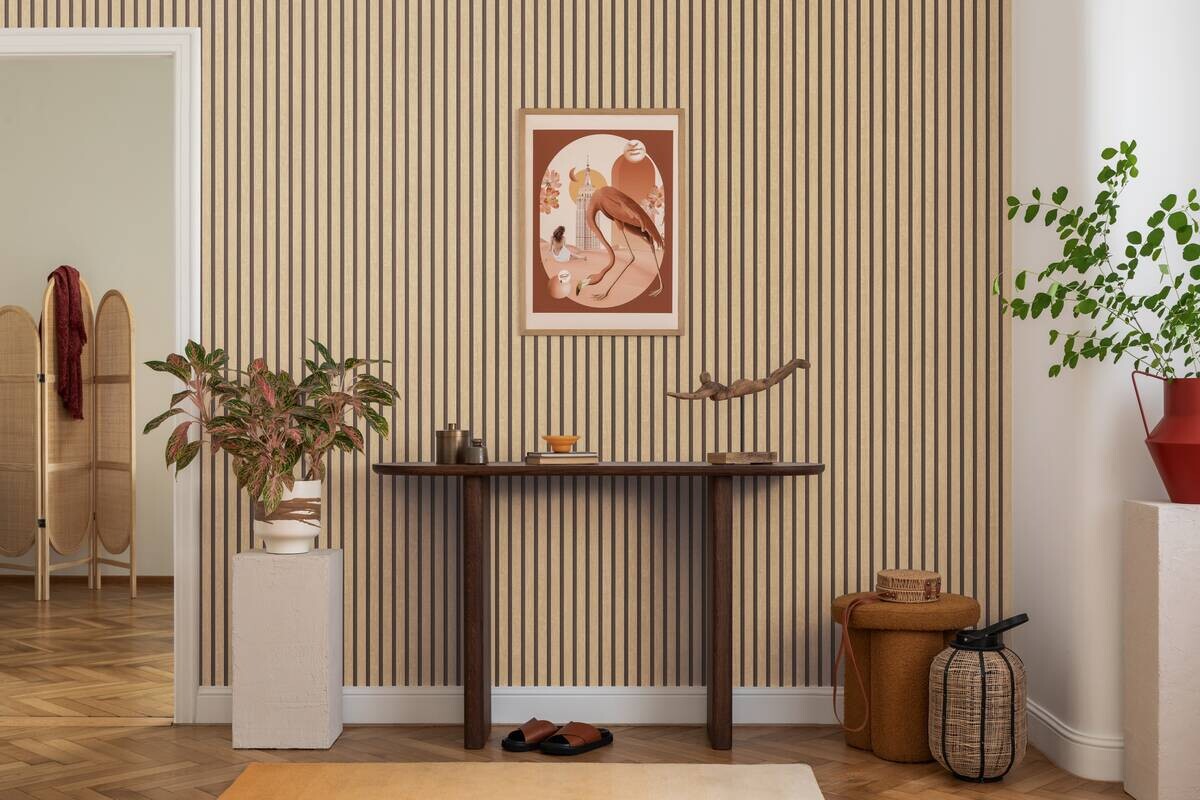 Vliestapete Akustikpaneel hellbraun B/L: ca. 53x1005 cm