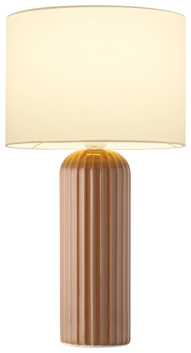 Reality Leuchten Tischleuchte Blaire mokka beige Keramik Stoff B/L: ca. 20x36 cm