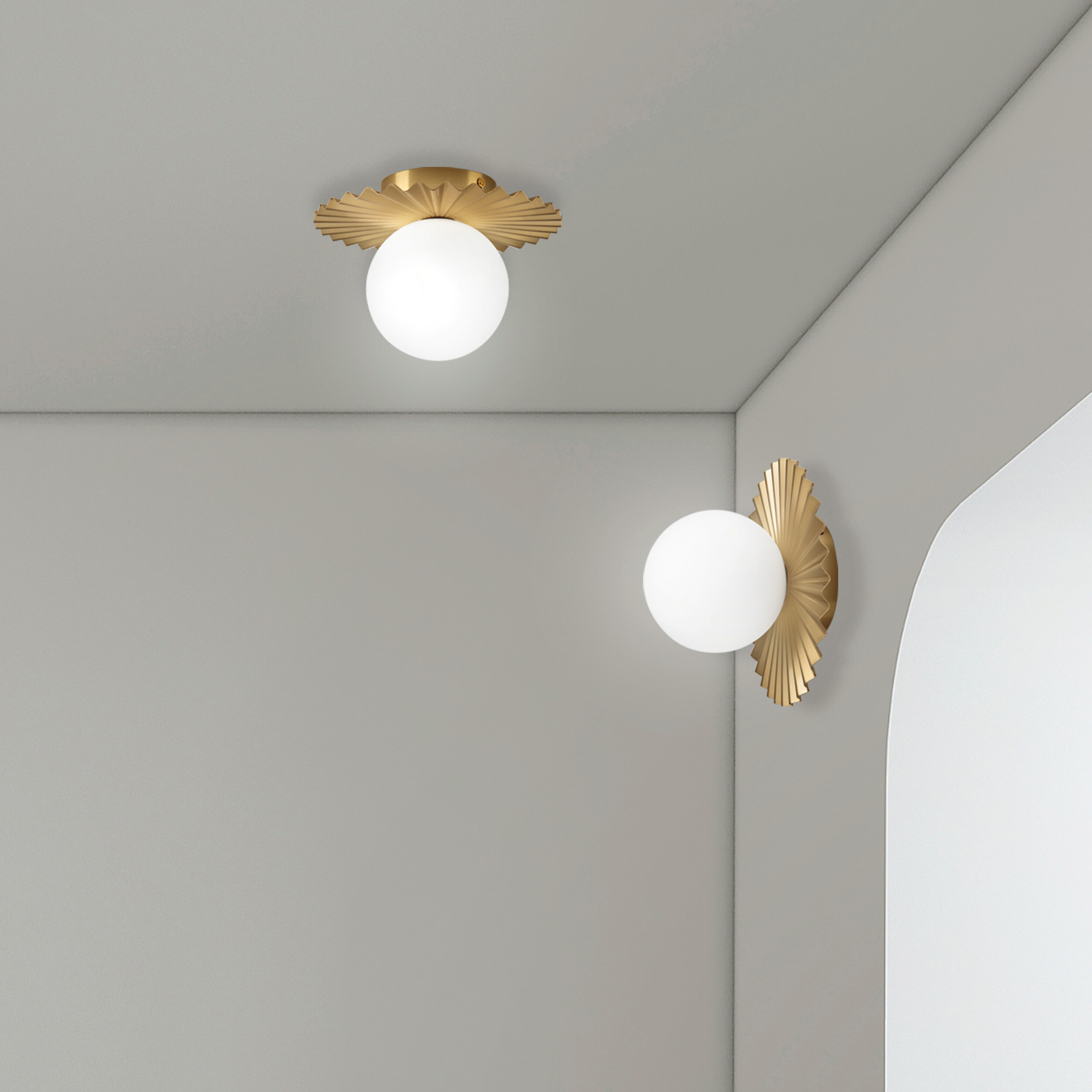 Lamkur Wandleuchte Kupfer Stahl Glas B/H/L: ca. 20x20x20 cm G9 1 Brennstellen