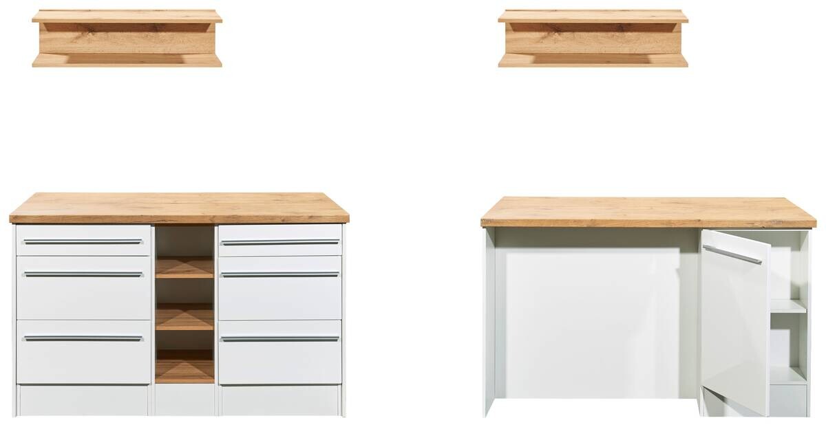 Respekta Inselküche Gabriel weiß Hochglanz