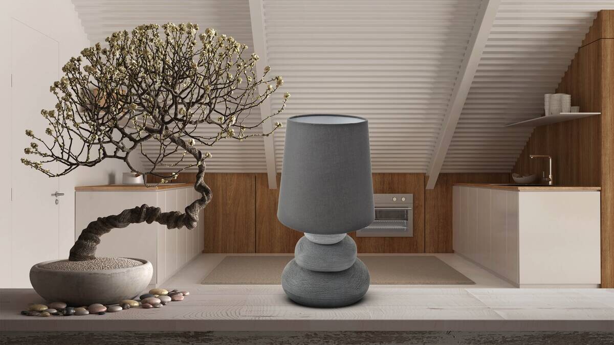 Näve Leuchten Tischleuchte 3045216 grau Keramik B/H/T: ca. 16x31x16 cm E14 1 Brennstellen