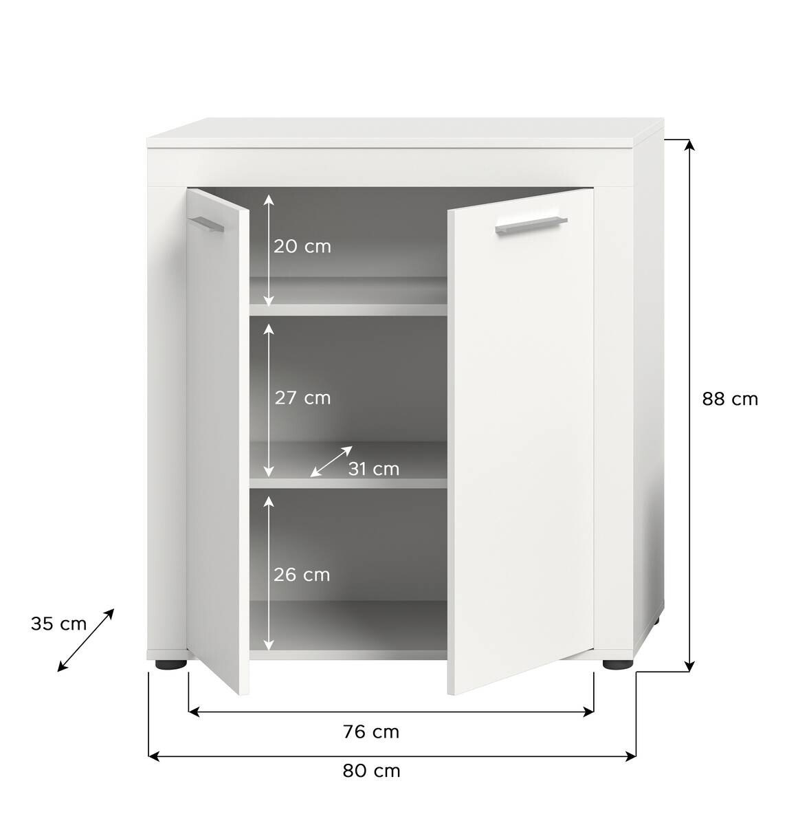 Highboard Jam weiß B/H/T: ca. 80x88x35 cm