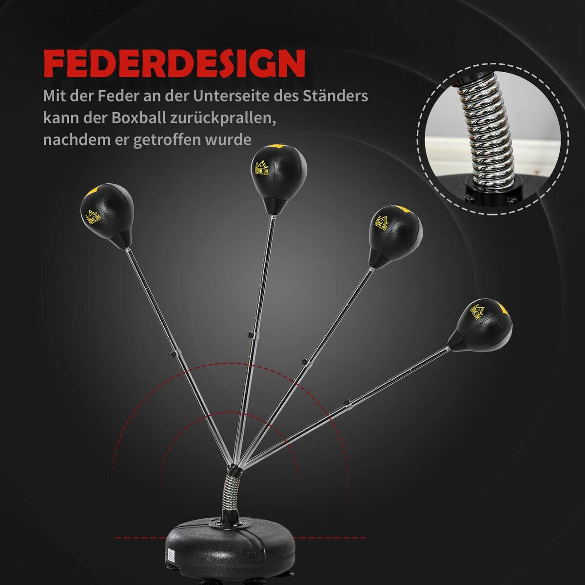 HOMCOM Punchingball Set schwarz Kunstleder B/H/L: ca. 45x151x45 cm