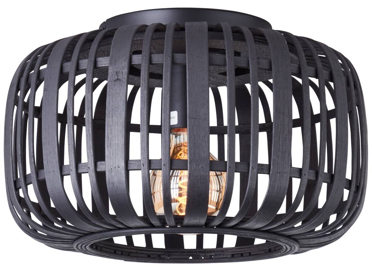 Brilliant Deckenleuchte Woodrow 99498/76 schwarz natur Metall Bambus B/H/T/D: ca. 32x22x32x32 cm E27 1 Brennstellen