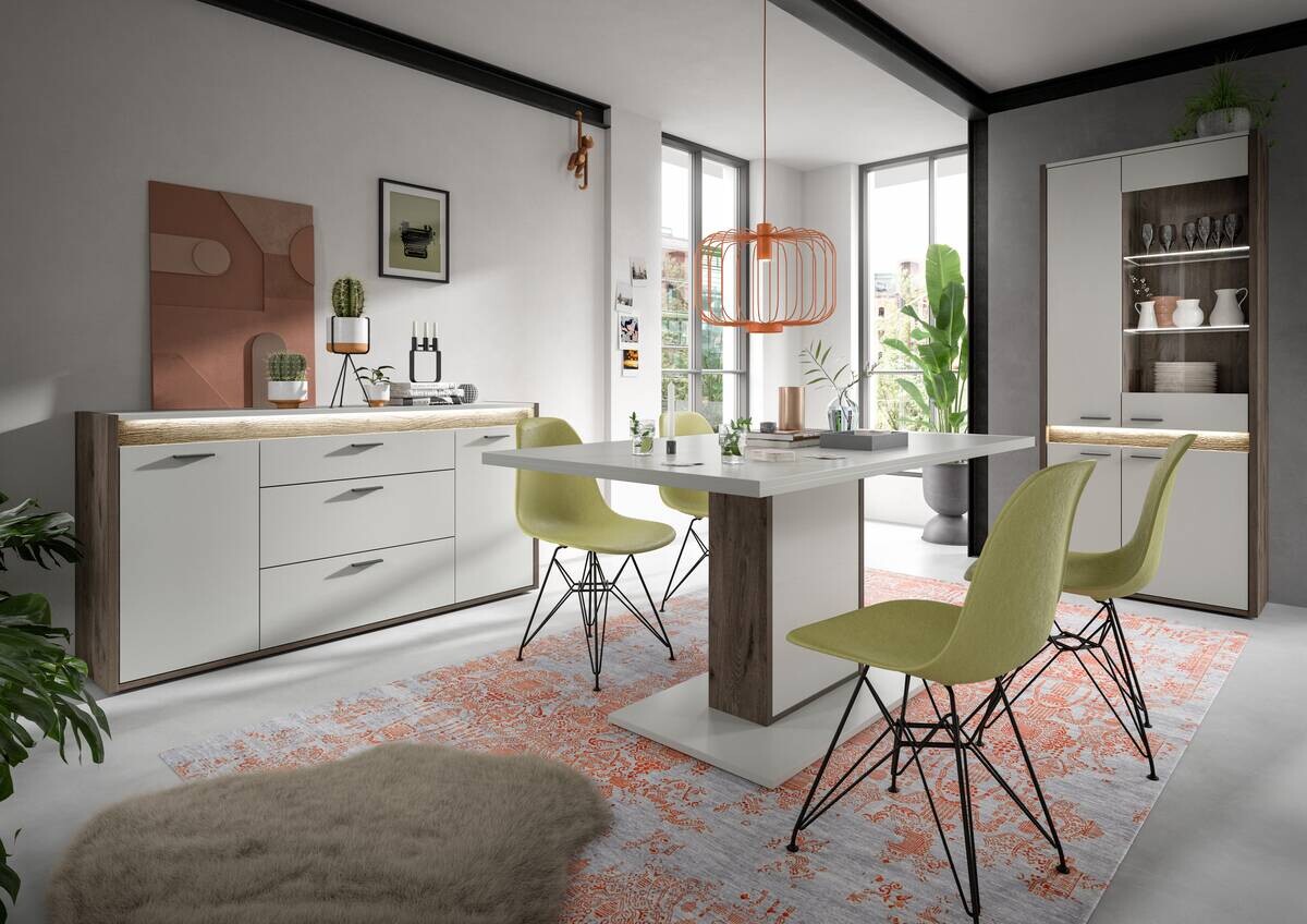 Vitrine Falcona Nox Oak Nachbildung hellgrau B/H/T: ca. 82x198x37 cm