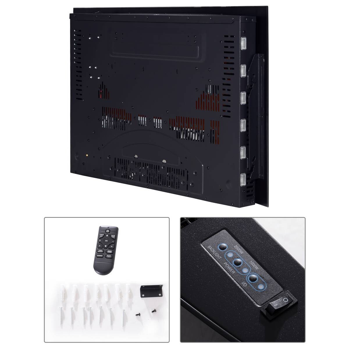 HOMCOM Elektrischer-Kamin MH820-052 schwarz Metall Glas B/H/T: ca. 88,5x56x13,5 cm ca. 2000 W