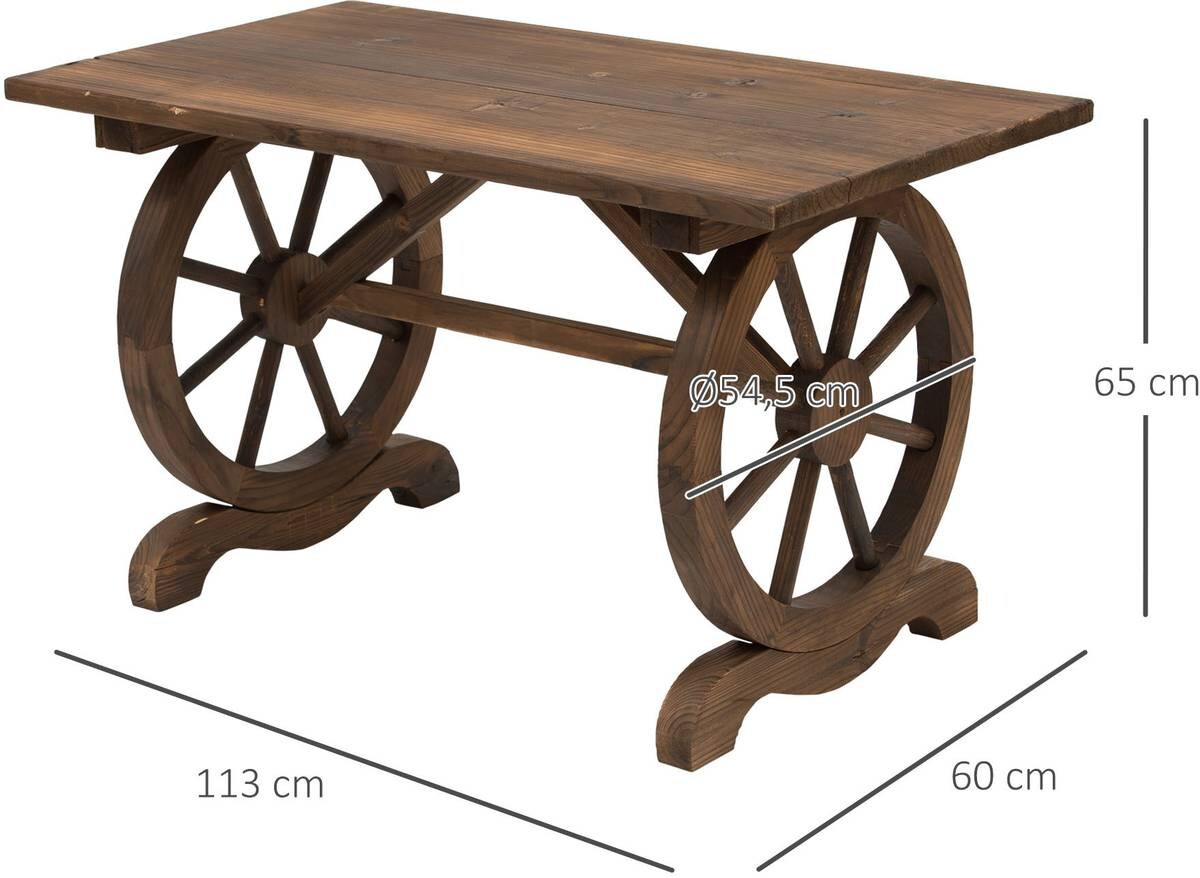 Outsunny Gartentisch natur Holz B/H/L: ca. 60x65x115 cm