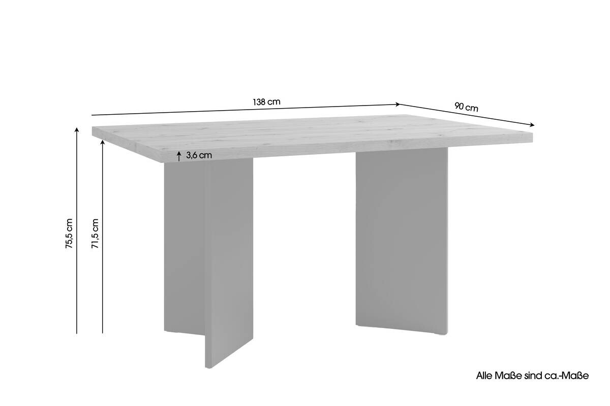 Tisch MARTEN Eiche Nachbildung anthrazit B/H/T: ca. 138x75,5x90 cm