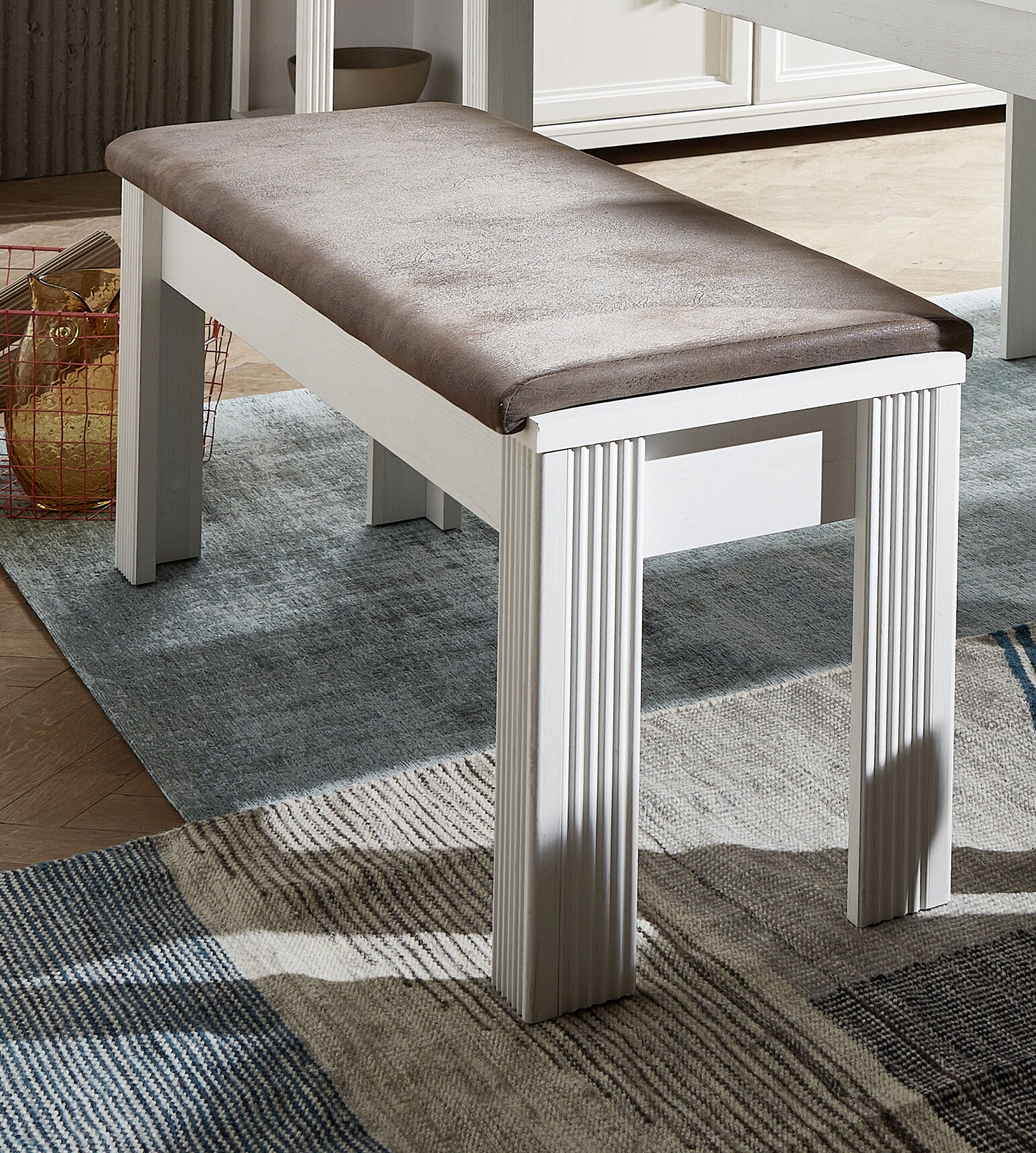 Sitzbank Jasmin braun Eiche Artisan Nachbildung weiß Pinie Nachbildung B/H/T: ca. 126x48x41 cm