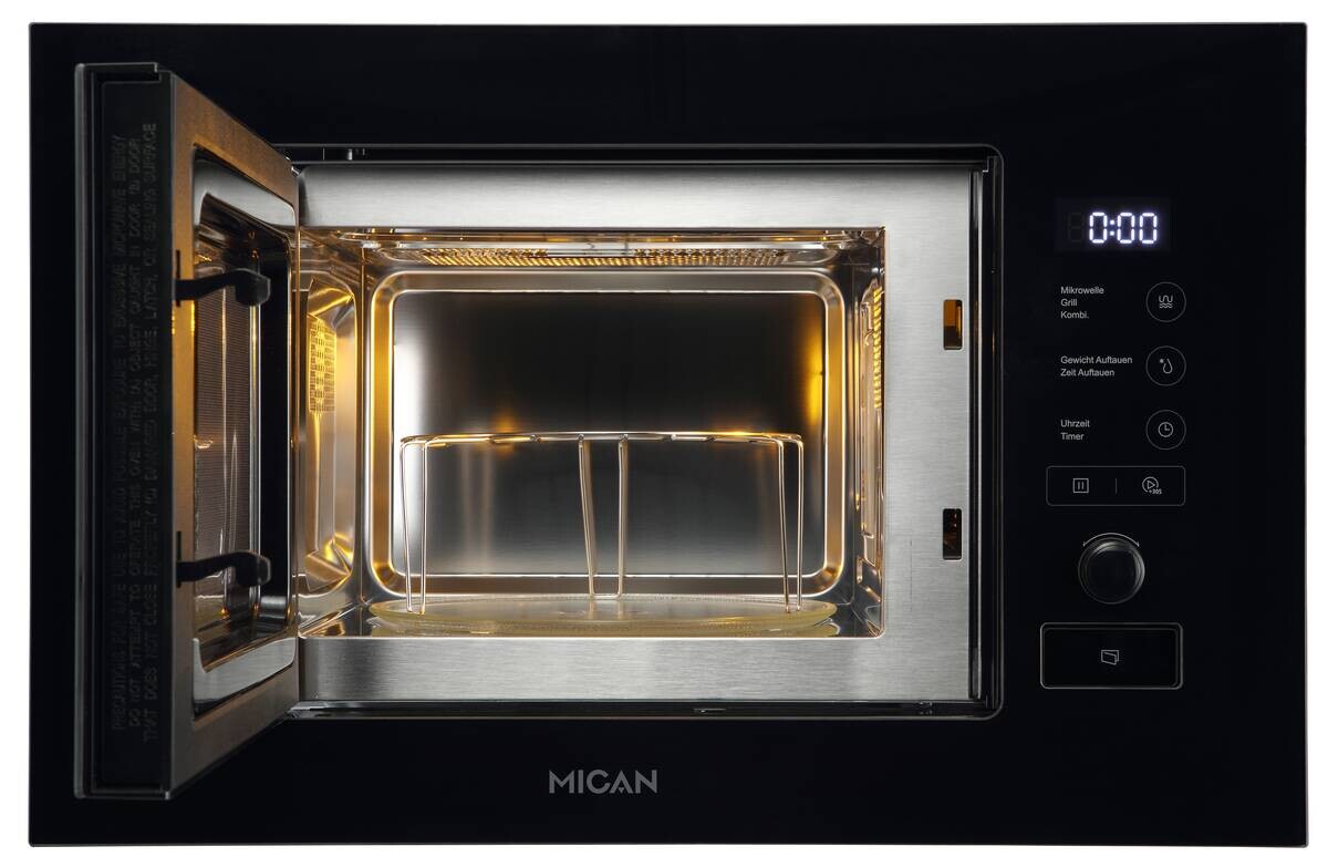 Mican Einbaumikrowelle MGM17SCBG schwarz Edelstahl B/H/T: ca. 59,5x38,2x32 cm