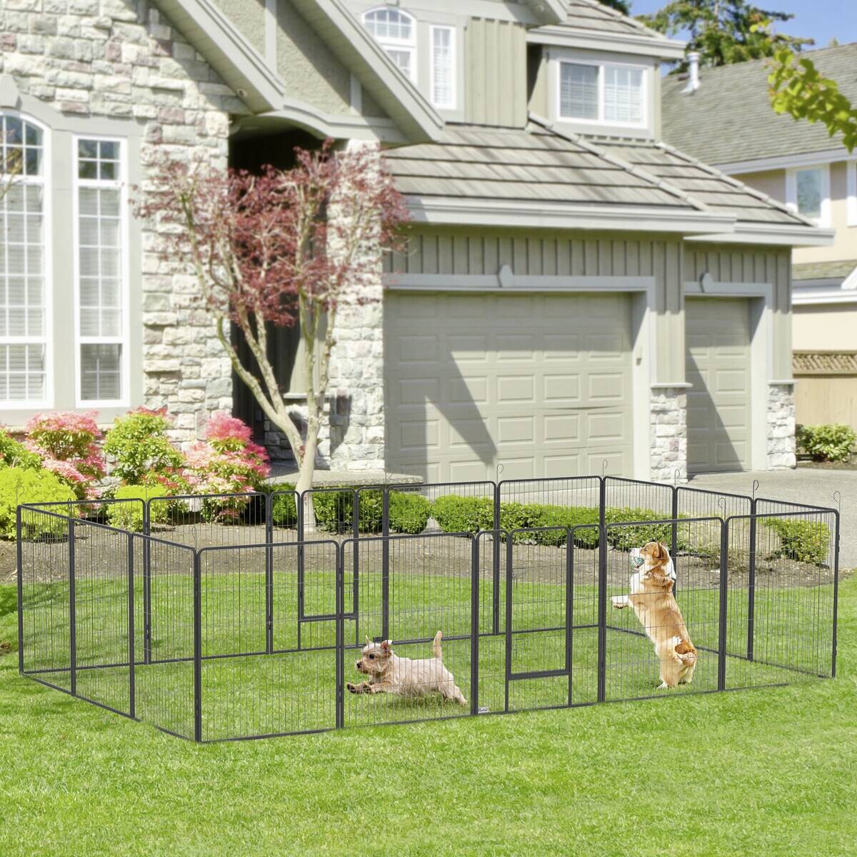 PawHut Gehege grau Edelstahl B/H/L: ca. 320x320x100 cm