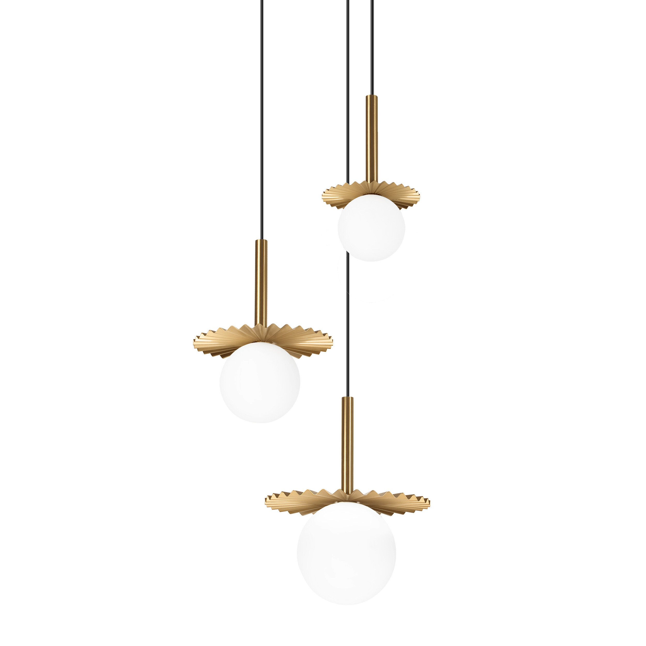 Lamkur Hängeleuchte Kupfer Stahl Glas B/H/L: ca. 120x45x45 cm G9 3 Brennstellen