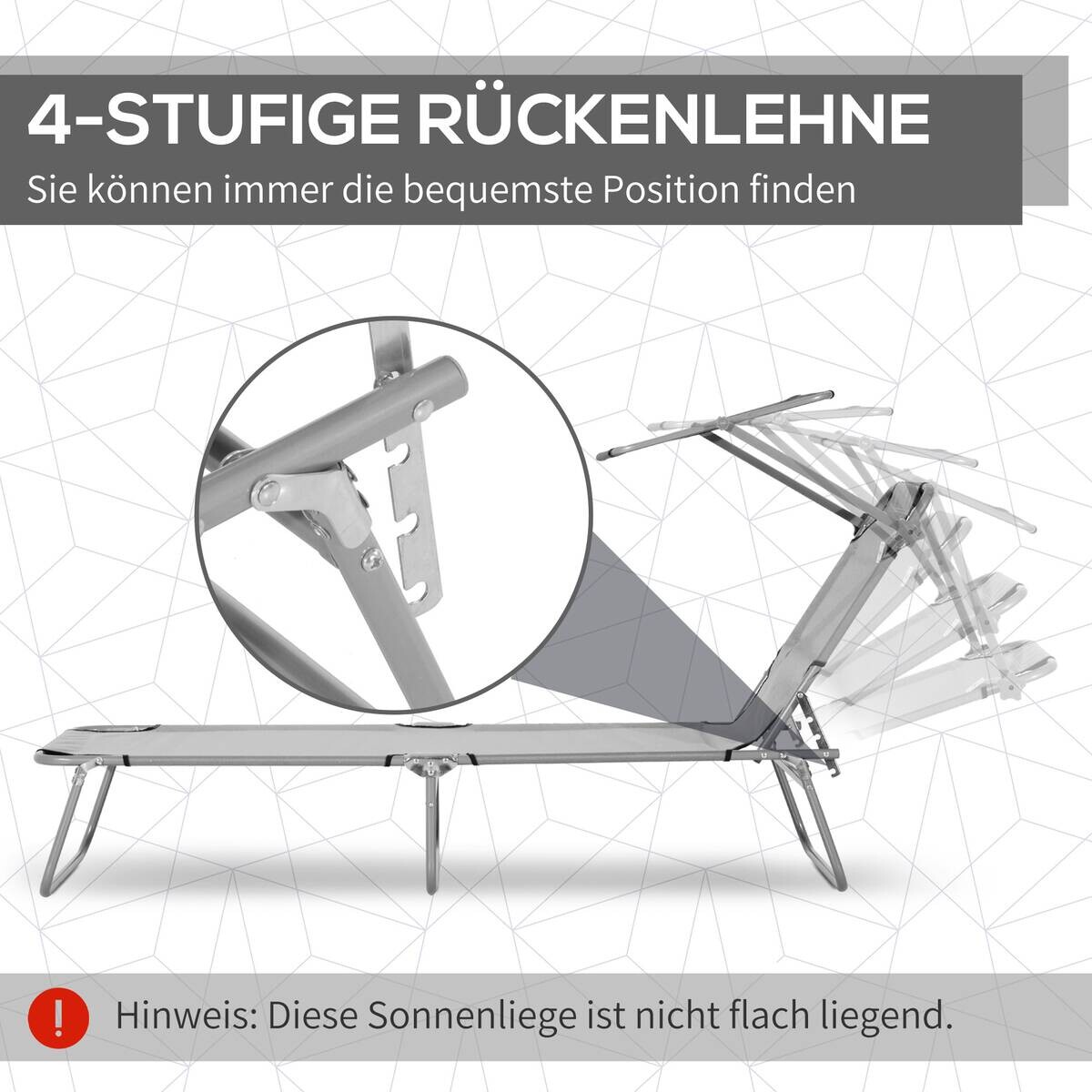 Outsunny Sonnenliege hellgrau Polyester B/H/L: ca. 58x36x187 cm
