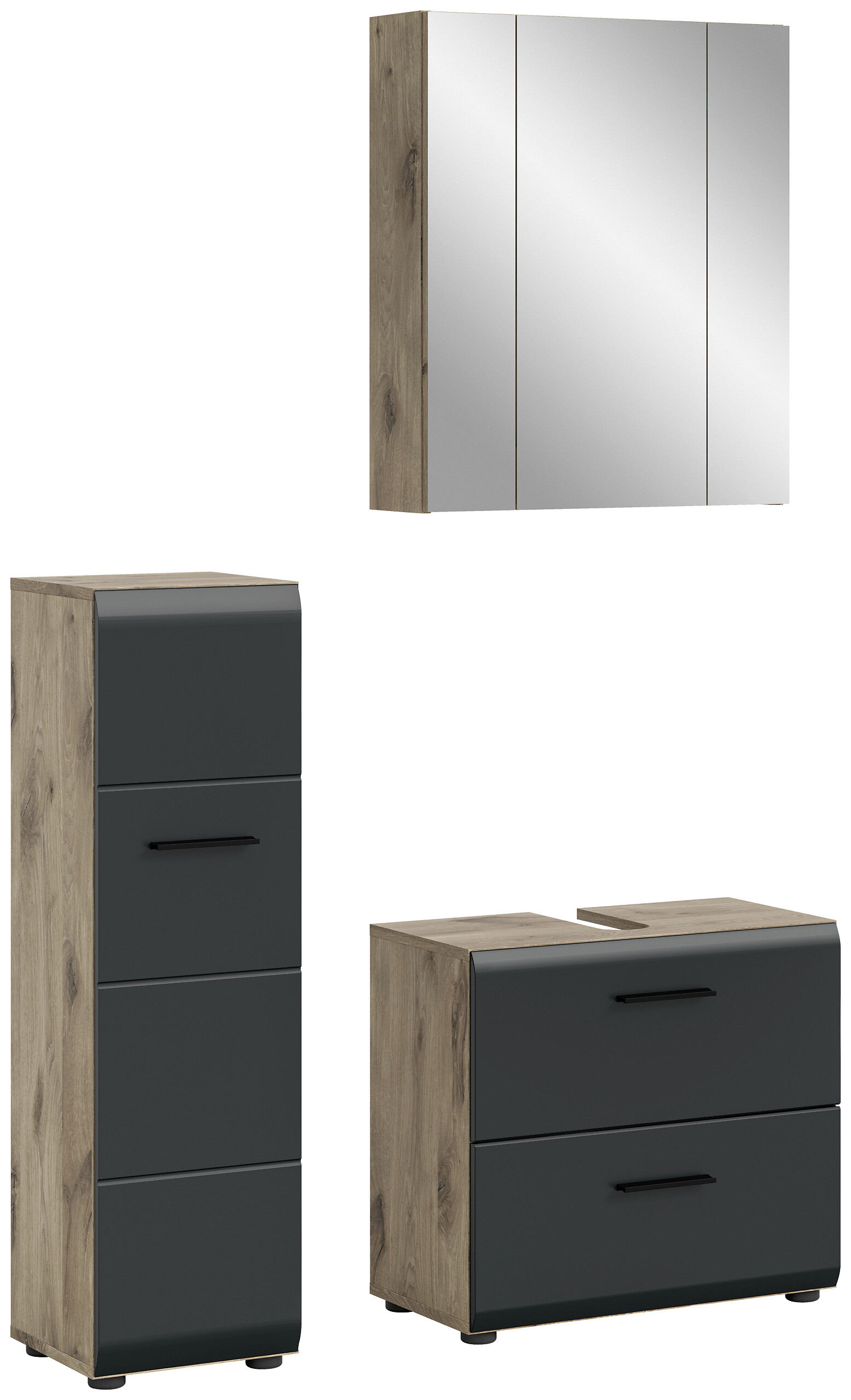 Badezimmer-Set Ice Nox Oak Nachbildung schwarz matt B/H/T: ca. 105x185x30 cm