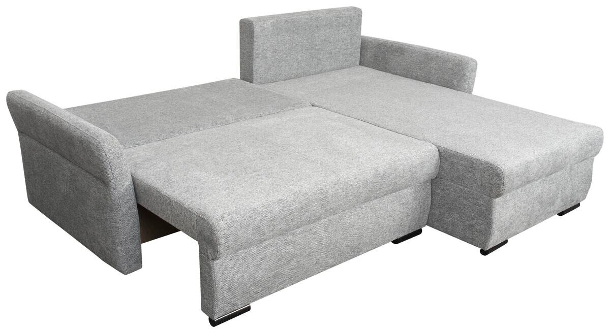Ecksofa mit Bettfunktion und Bettkasten grau Webstoff B/H/T: ca. 218x90x168 cm