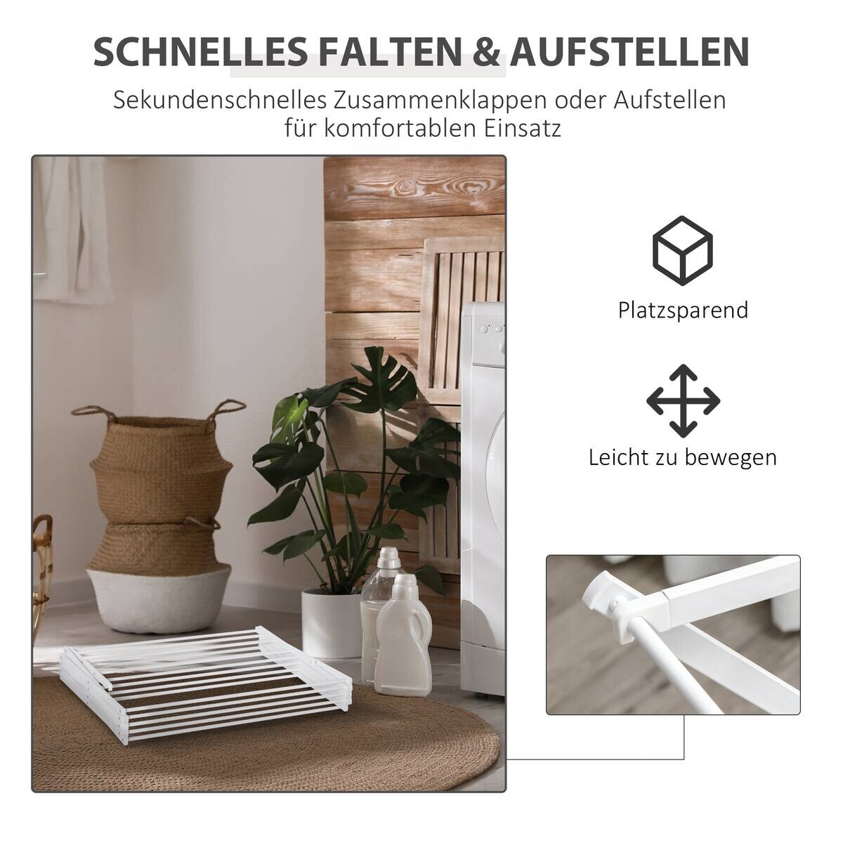 HOMCOM Wäscheständer weiß Kunststoff B/H/L: ca. 35x74x144 cm