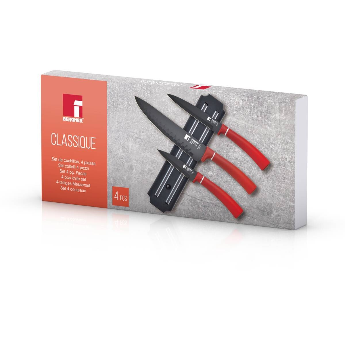 BERGNER Messerset Classique rot Edelstahl 4 tlg.