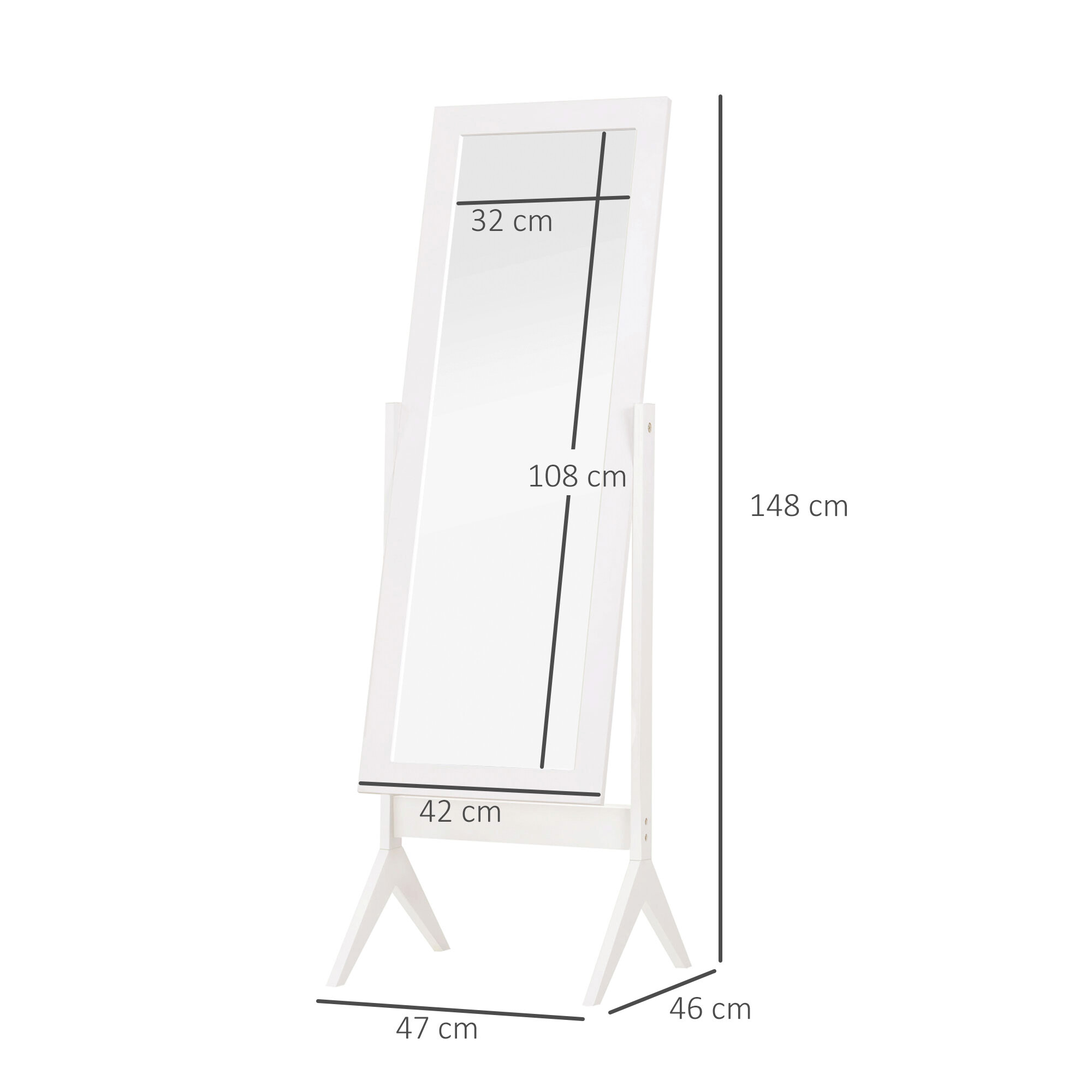 HOMCOM Standspiegel 831-268WT weiß MDF B/H/T: ca. 47x148x46 cm