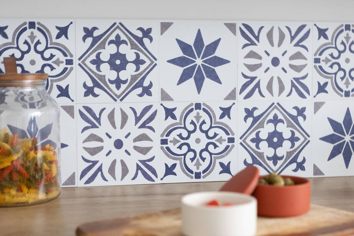 d-c-fix Wandfliese selbstklebend blau B/L: ca. 15,25x15,25 cm