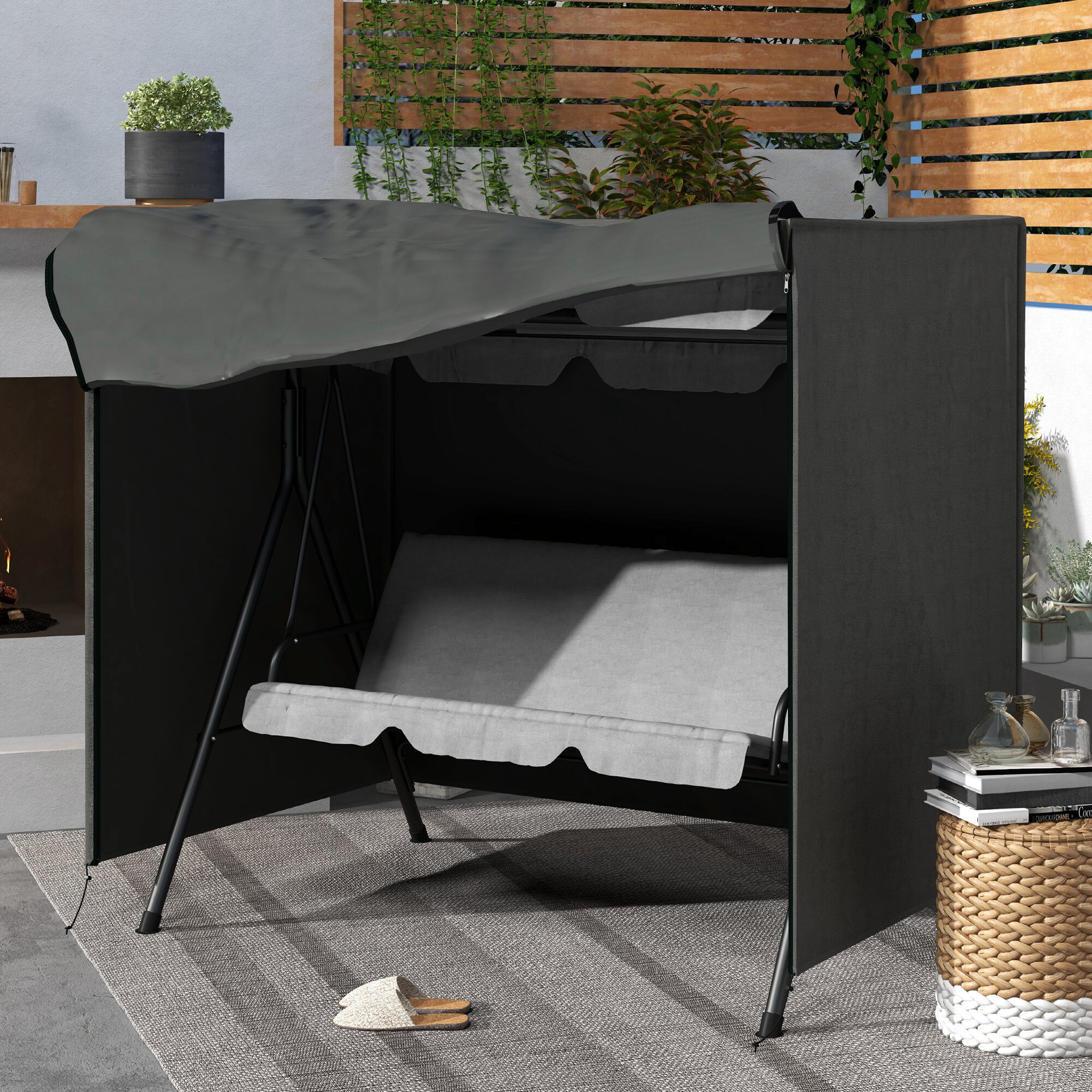 Outsunny Abdeckplane dunkelgrau Polyester B/H/L: ca. 114x152x177 cm