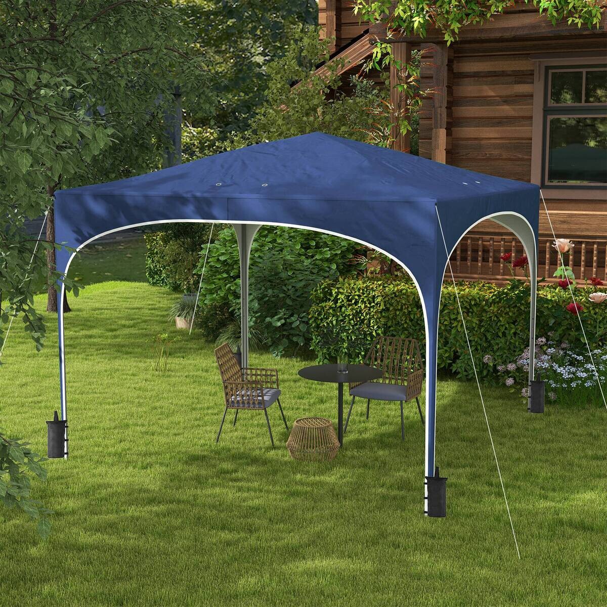 Outsunny Pavillon blau Polyester-Mischgewebe B/H/L: ca. 295x255x295 cm