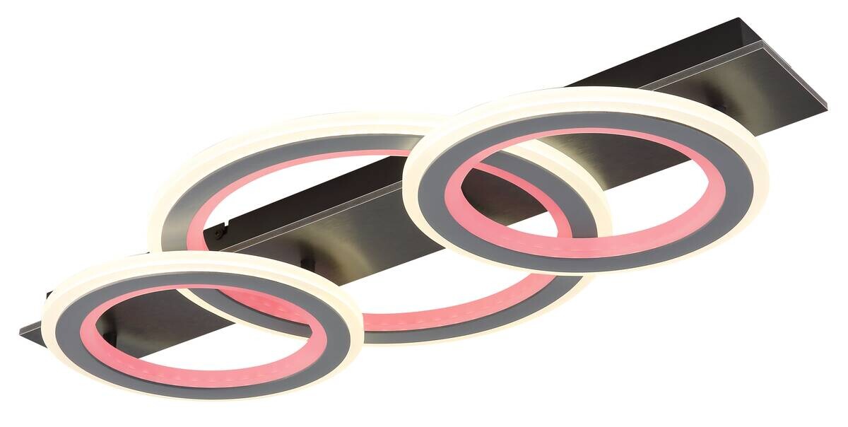 GLOBO LED-Deckenleuchte Opal mattschwarz grau Acryl Metall Kunststoff B/H/L: ca. 37x8x73 cm 1 Brennstellen