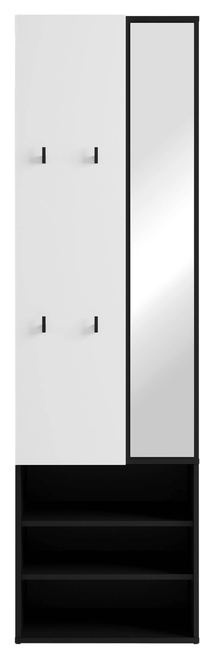 Garderobenset ANDORRA schwarz weiß B/H/T: ca. 55x187,5x40,5 cm
