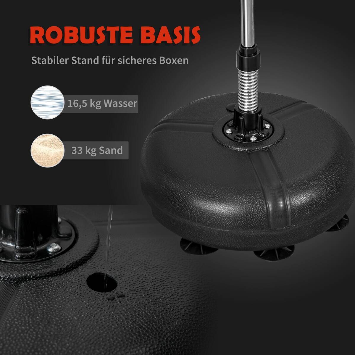 HOMCOM Punchingball Set schwarz Kunstleder B/H/L: ca. 45x151x45 cm