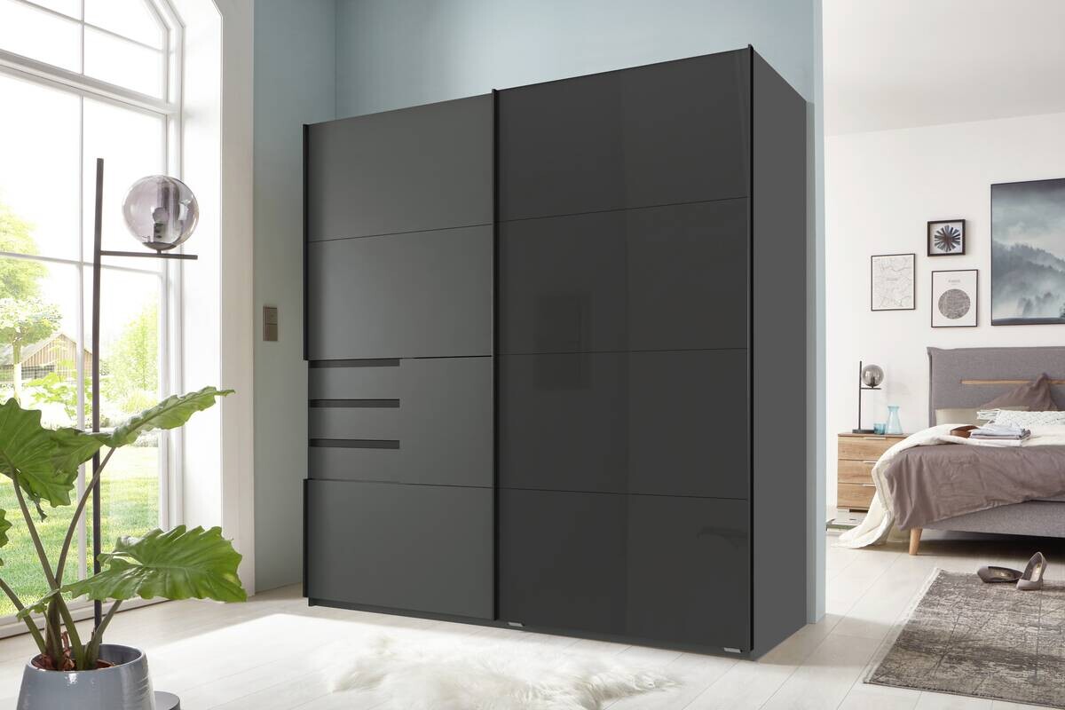 Schwebetürenschrank Schwerin Graphit B/H/T: ca. 180x198x65 cm Schwebetürenschrank Schwerin Graphit B/H/T: ca. 180x198x65 cm