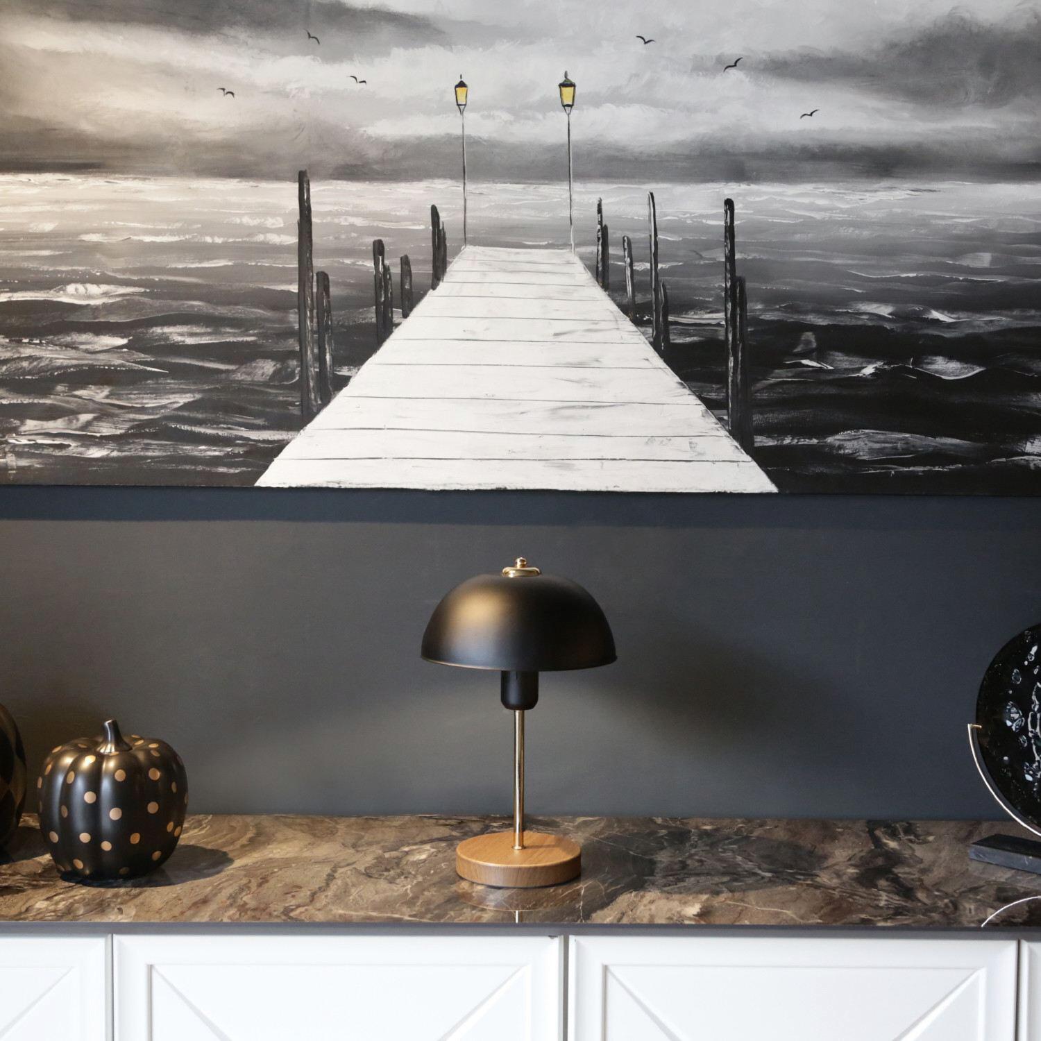 Opviq Tischleuchte schwarz Metall B/H/L: ca. 23x38x23 cm E27 1 Brennstellen