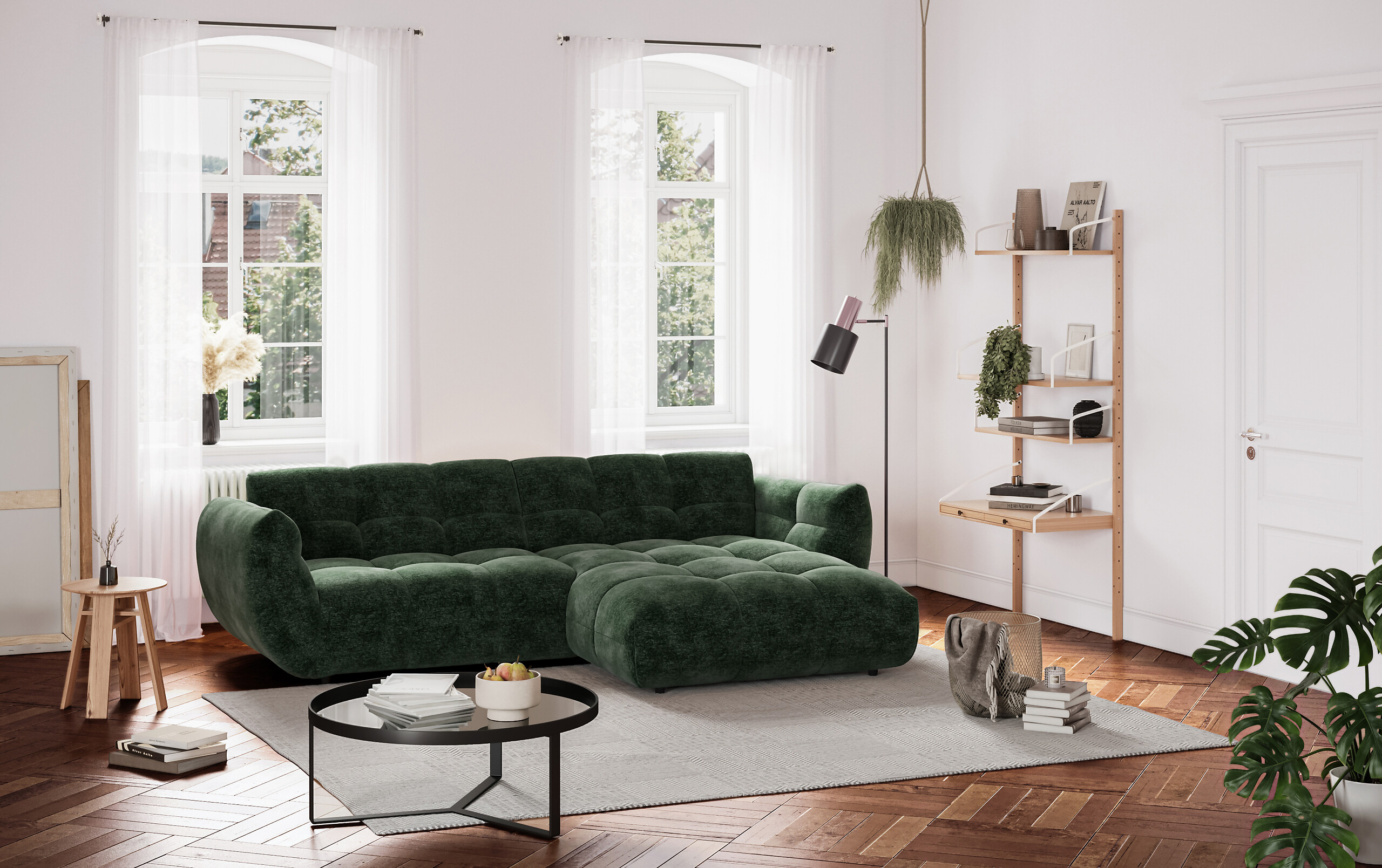 Ecksofa grün Microfaser B/H/T: ca. 280x81x178 cm Ecksofa grün Microfaser B/H/T: ca. 280x81x178 cm