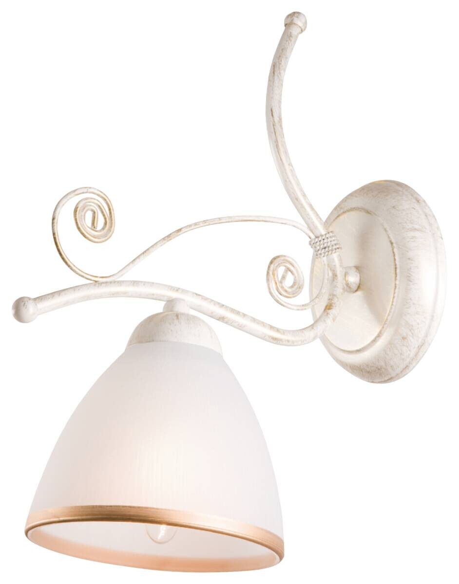 Lamkur Wandleuchte RETRO II 19260 weiß Glas Stahl H/L: ca. 30x25 cm E27 1 Brennstellen