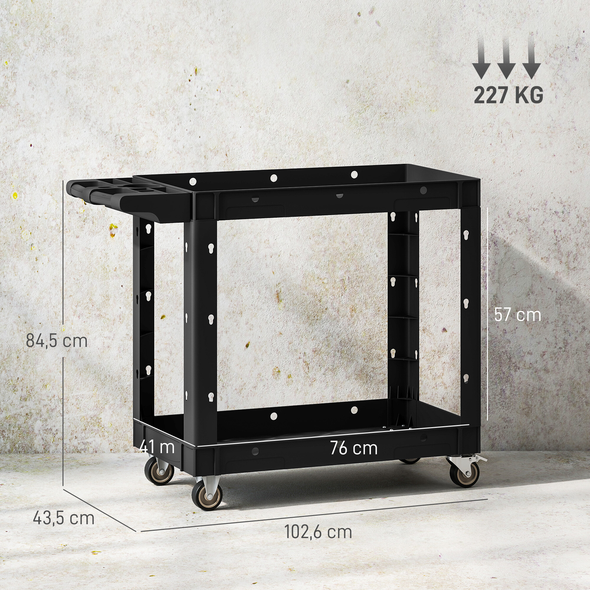 Werkstattwagen schwarz B/H/L: ca. 43,5x84,5x102,6 cm