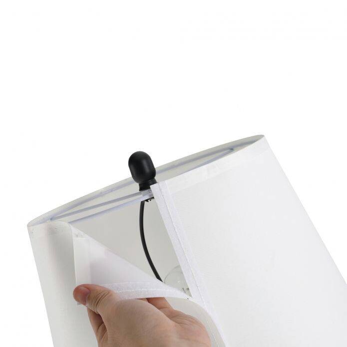 HOMCOM 3er Lampenset schwarz weiß Metall Polyester-Mischgewebe Stoff B/H/L: ca. 38x158x38 cm E27 3 Brennstellen