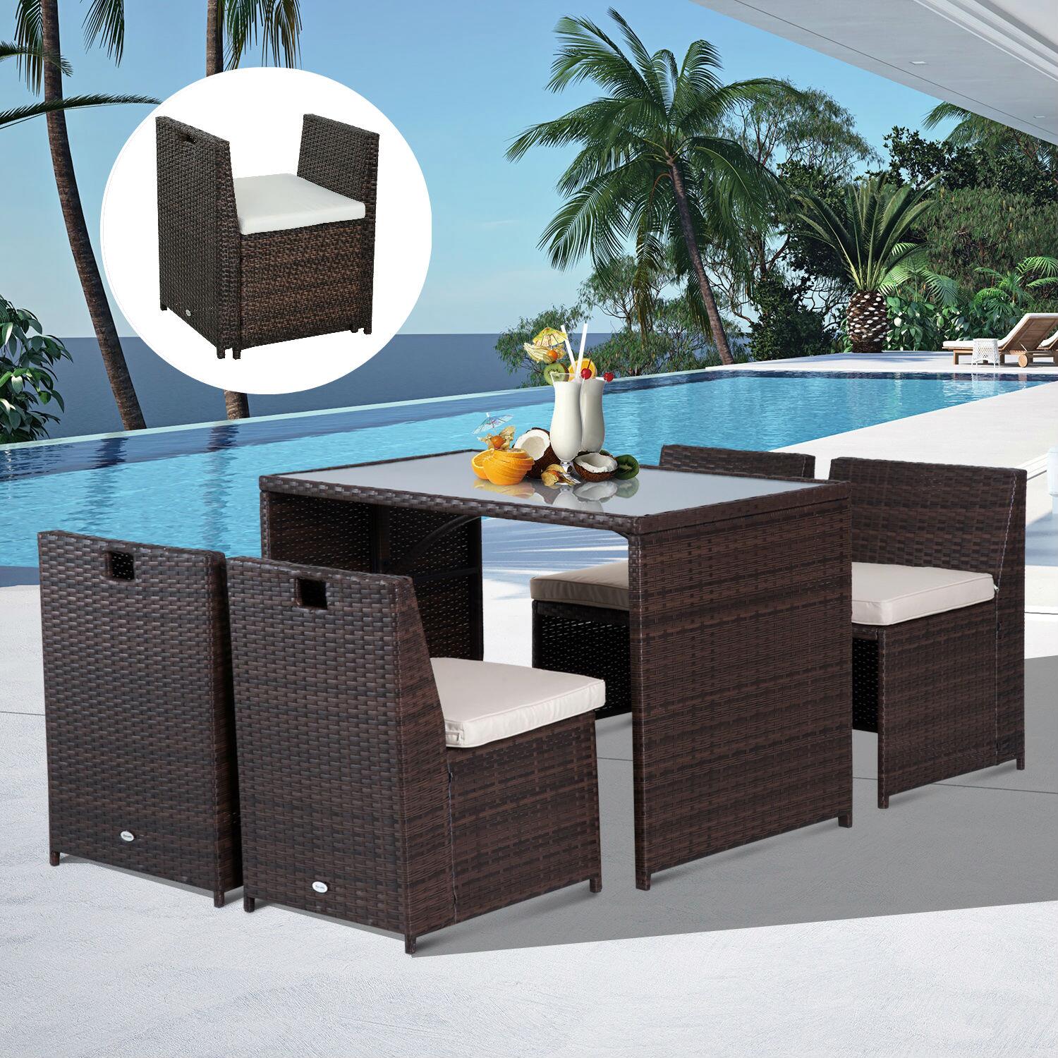 Outsunny Garnitur braun Polyrattan