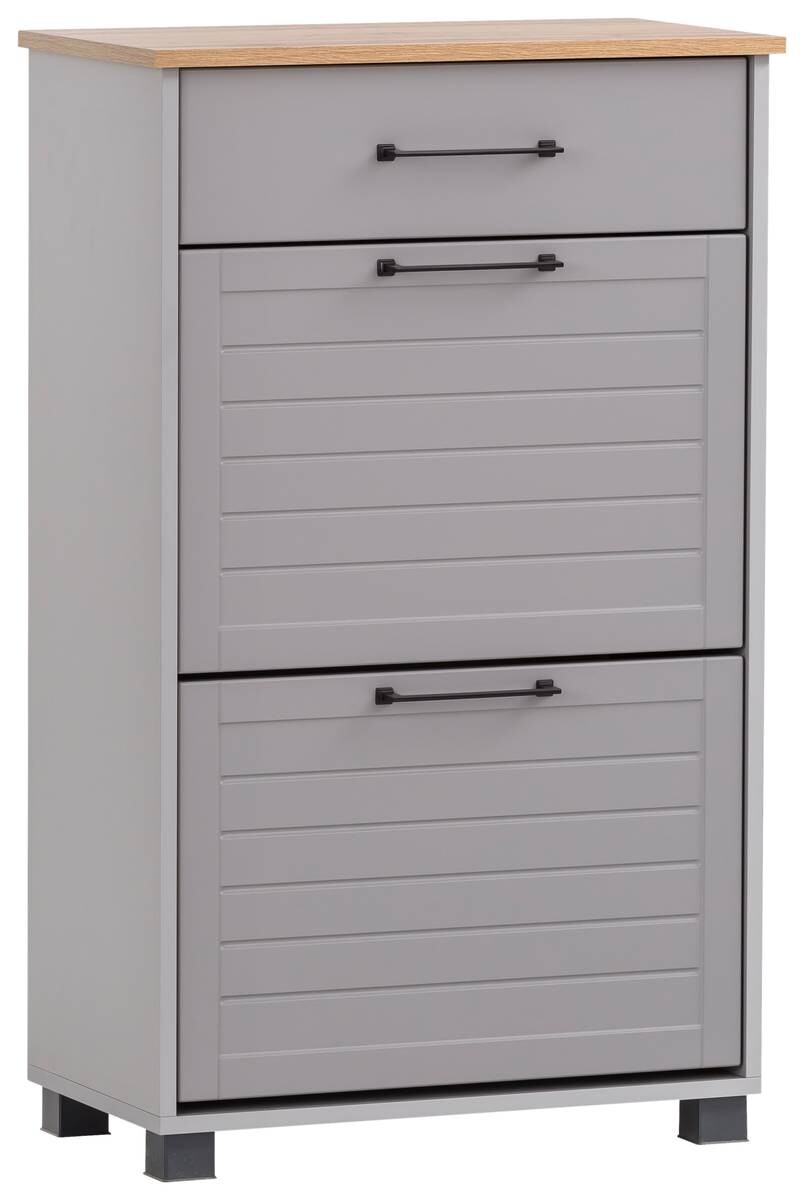Schuhschrank Jelda platin grau Eiche Landhaus Nachbildung B/H/T: ca. 62x102x34,1 cm