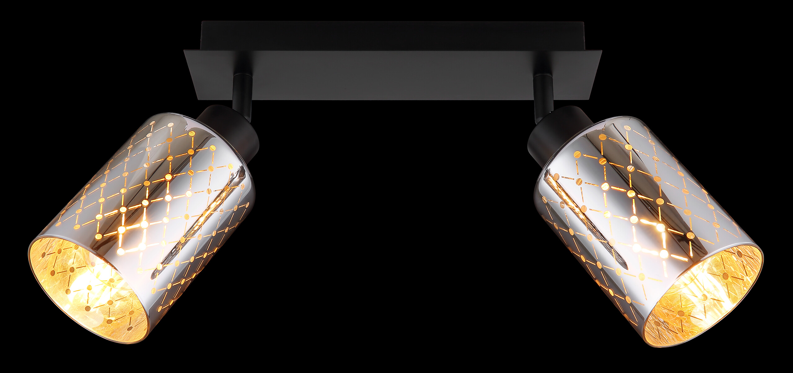 GLOBO Strahler mattschwarz klar Chrom Glas Metall B/H/L: ca. 9x22x46 cm E27 2 Brennstellen