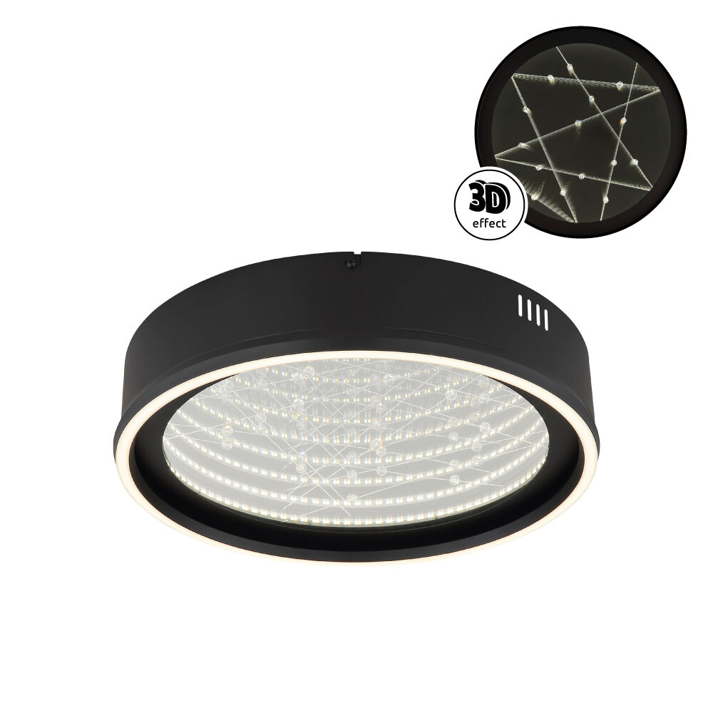 GLOBO Deckenleuchte Opal schwarz klar Kunststoff Aluminium Glas H/D: ca. 8,5x40 cm 1 Brennstellen