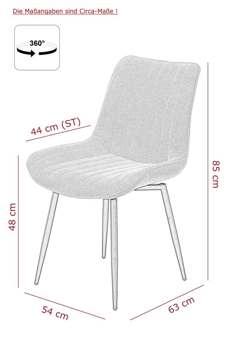 Stuhl Newport, 4er-Set grau Microfaser B/H/T: ca. 54x85x63 cm