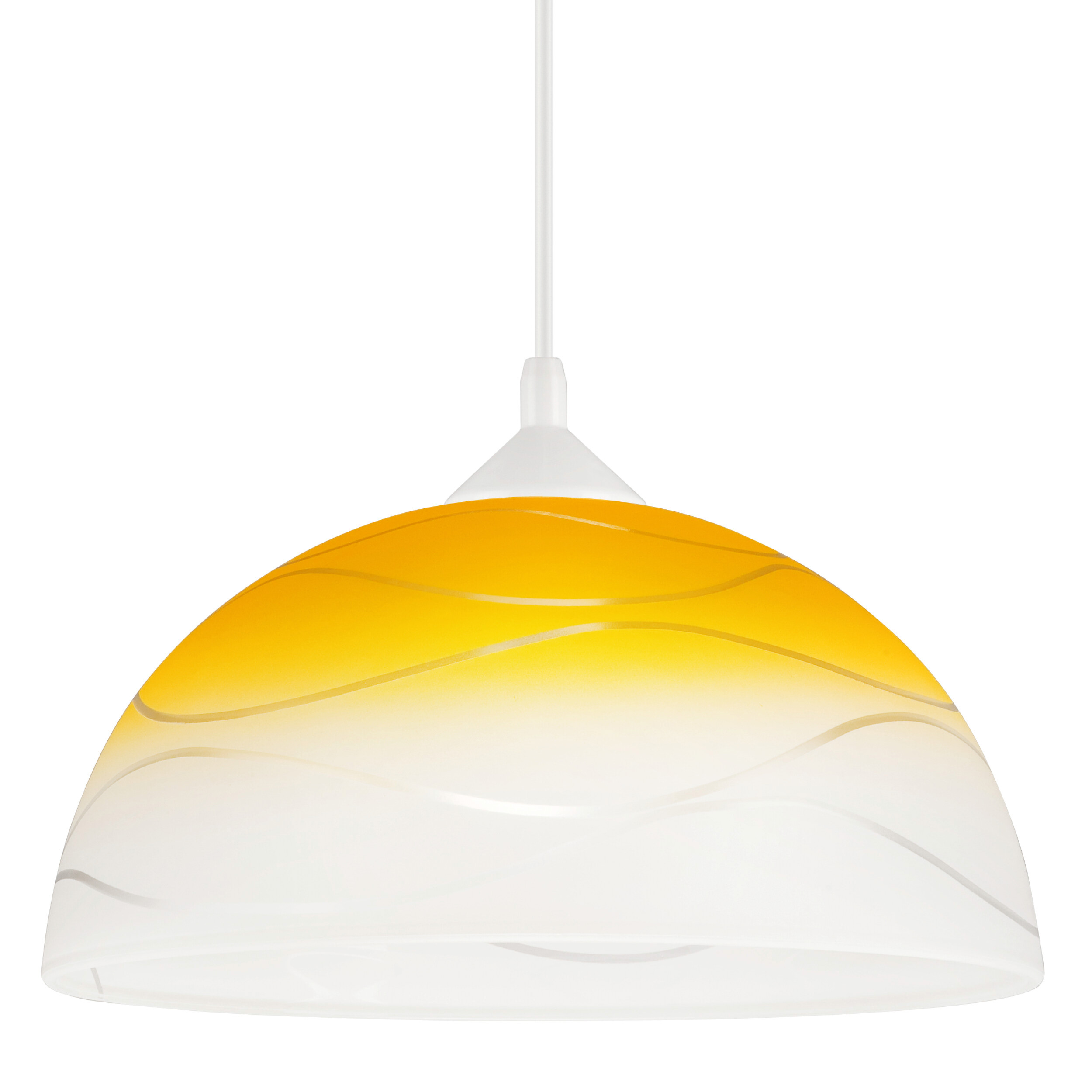 Lamkur Hängeleuchte gelb Glas B/H/L: ca. 31x17x31 cm E27 1 Brennstellen